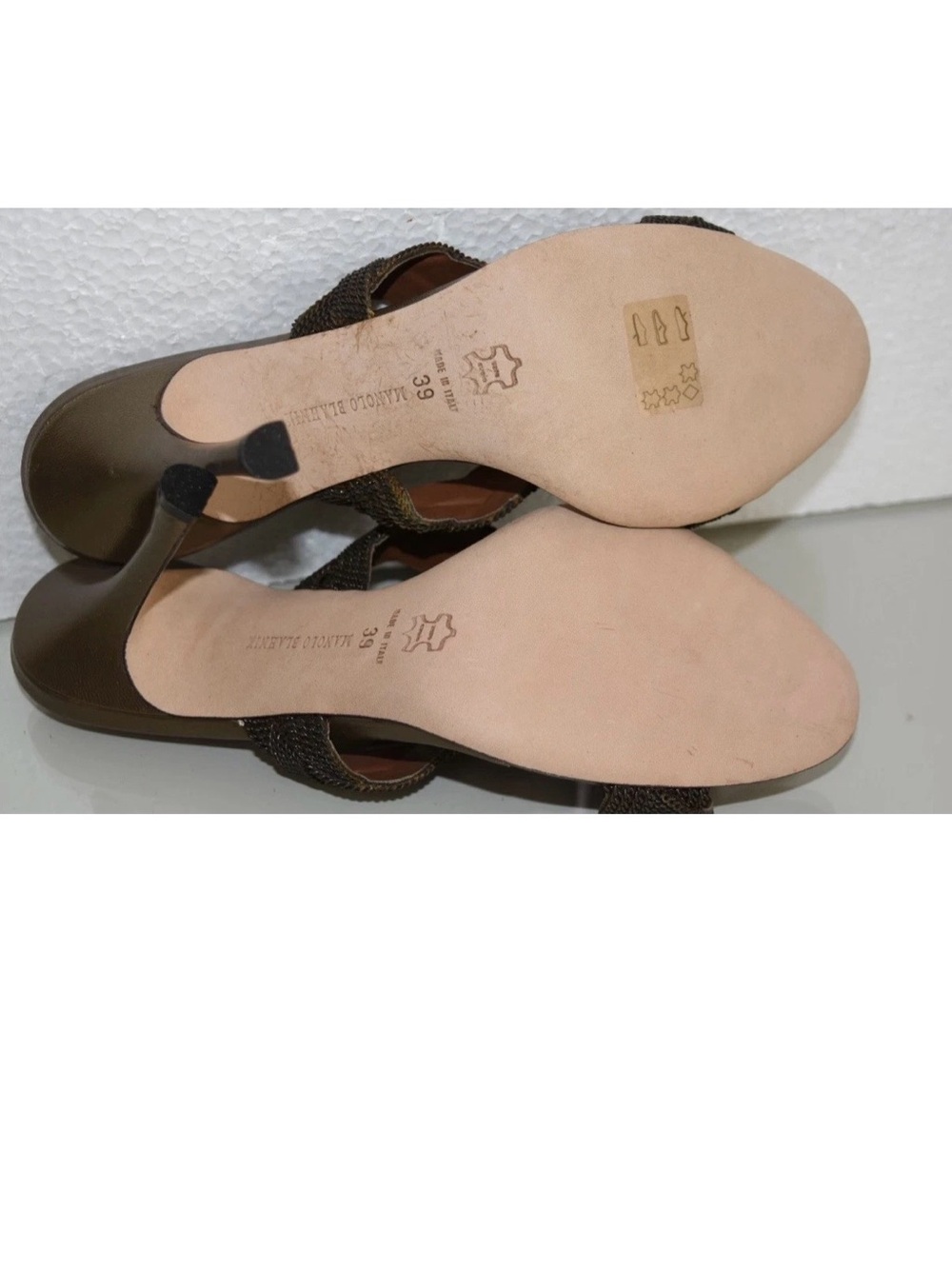 Manolo Blahnik Bronze Braided Double-Strap Mule - Picture 5 of 6